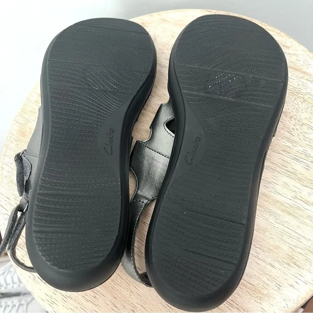 Clarks Laurieann Style Adjustable walking Sandals Pewter Metallic Sz 11 NWOB